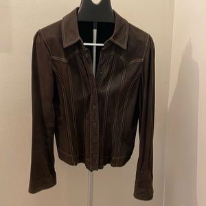 INC International Concepts Genuine Suade Botton Down Jacket size large